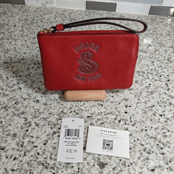 Coach New Year Corner Zip Wristlet With Snake Graphic - Picture 8 of 8